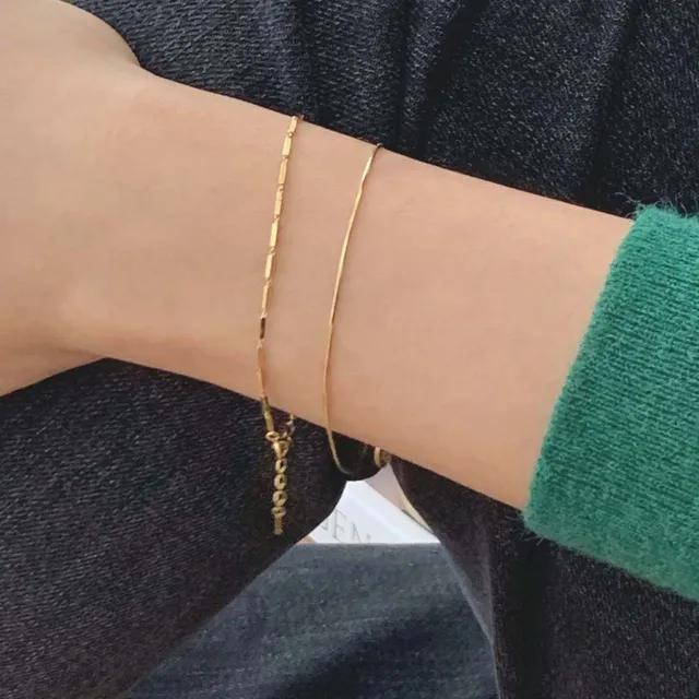 실버925 스틱 체인 팔찌 (로즈골드,골드)