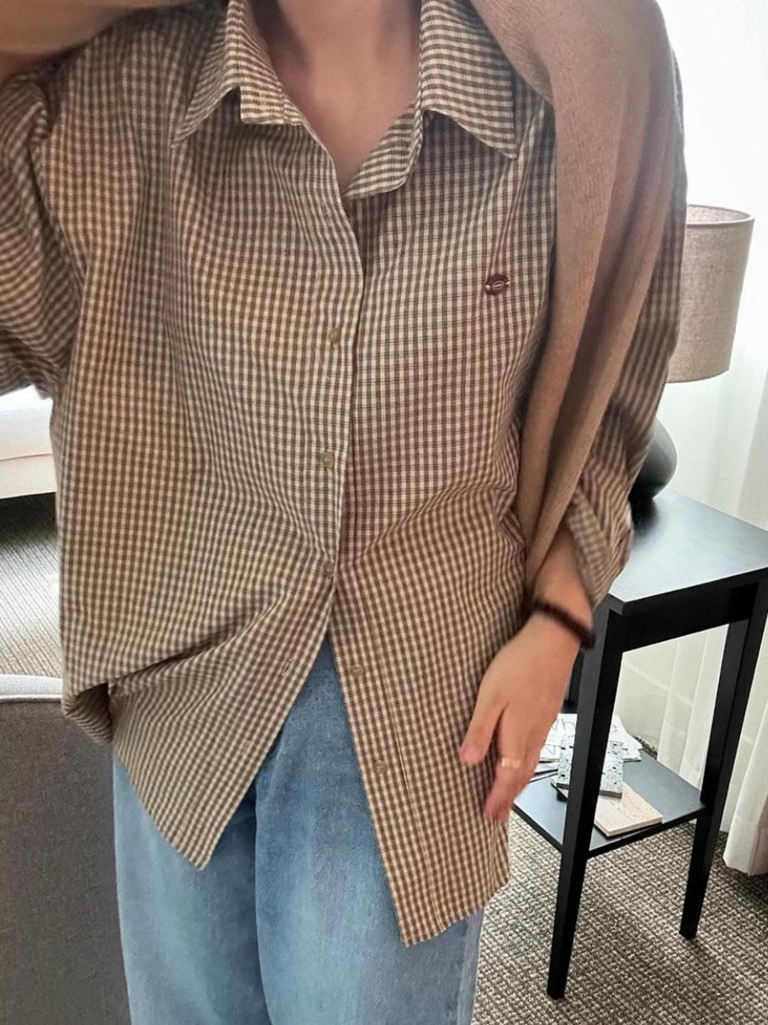 오브더나인 노틸러 루즈핏 체크 셔츠