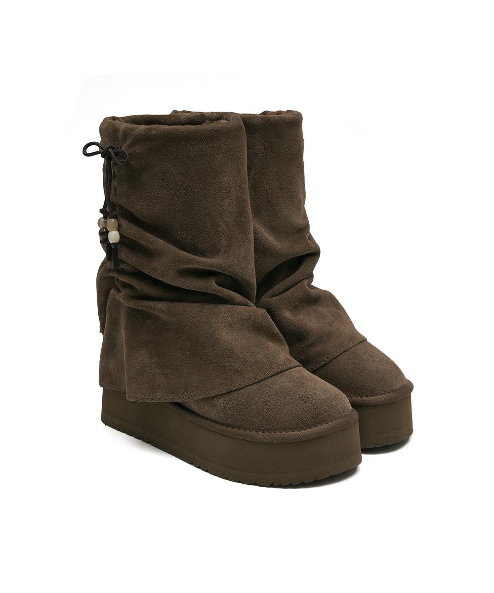 [NEW 10%] GATHERED MAXI FOLDED BOOTS MIDDLE - COCOA