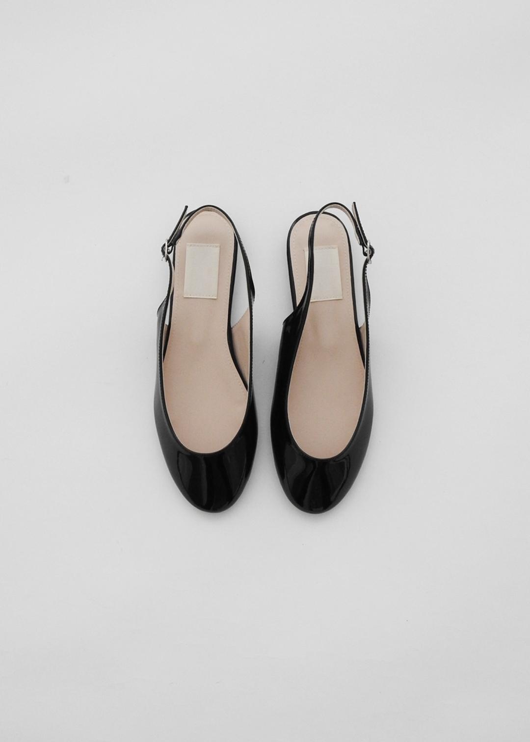 CLIP ROUND SLINGBACK FLAT SHOES [BLACK]