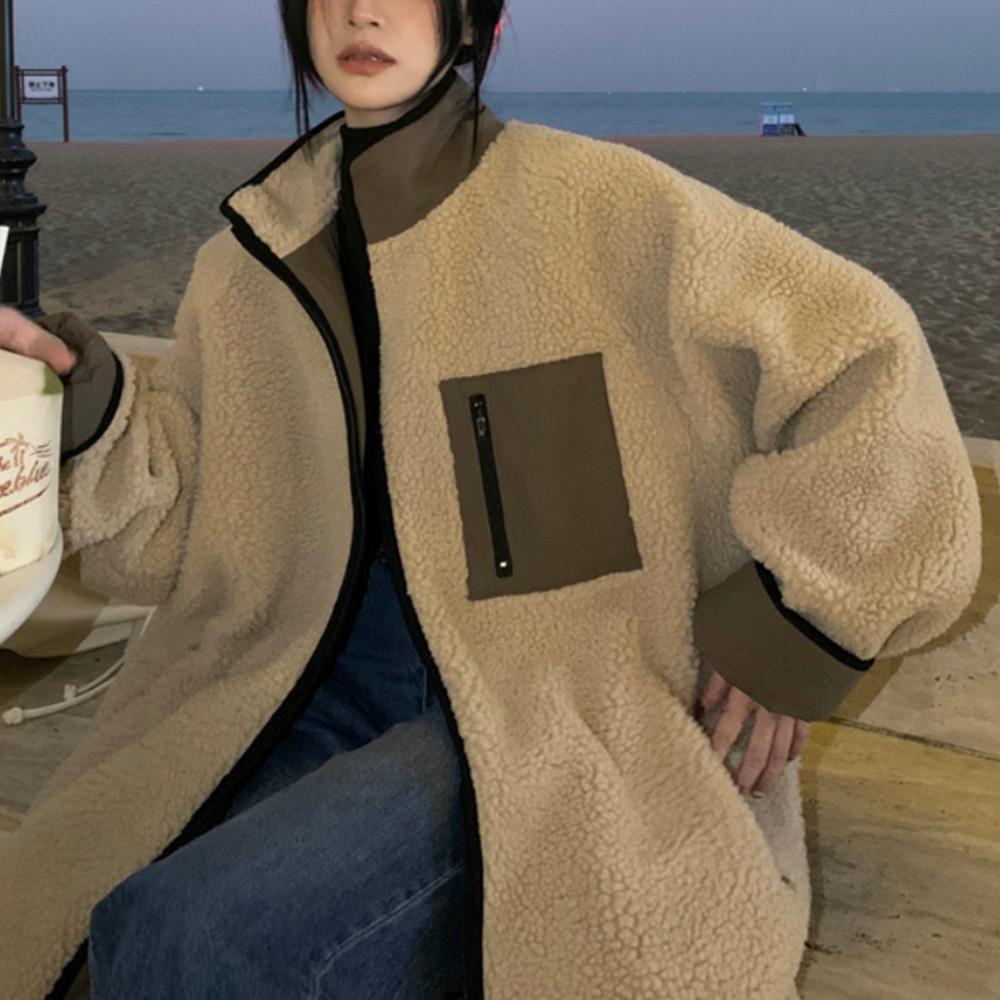 모히트 양털 뽀글이 후리스 롱 간절기 여성 자켓