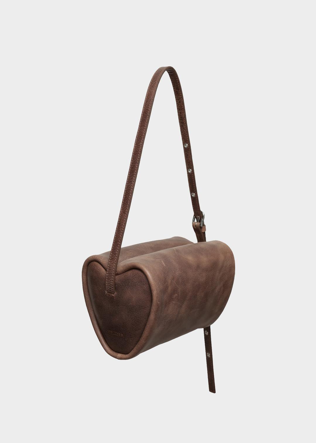 EYELET HEART BAG VINTAGE WASHED BROWN