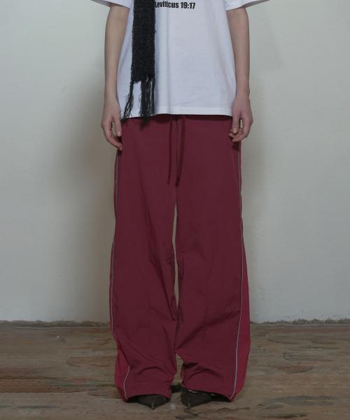 Mesh Nylon Track Pants Berry