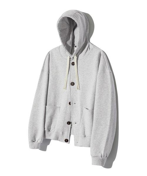 헤비코튼 버튼다운 스웨트 후드 자켓 (GRAY)