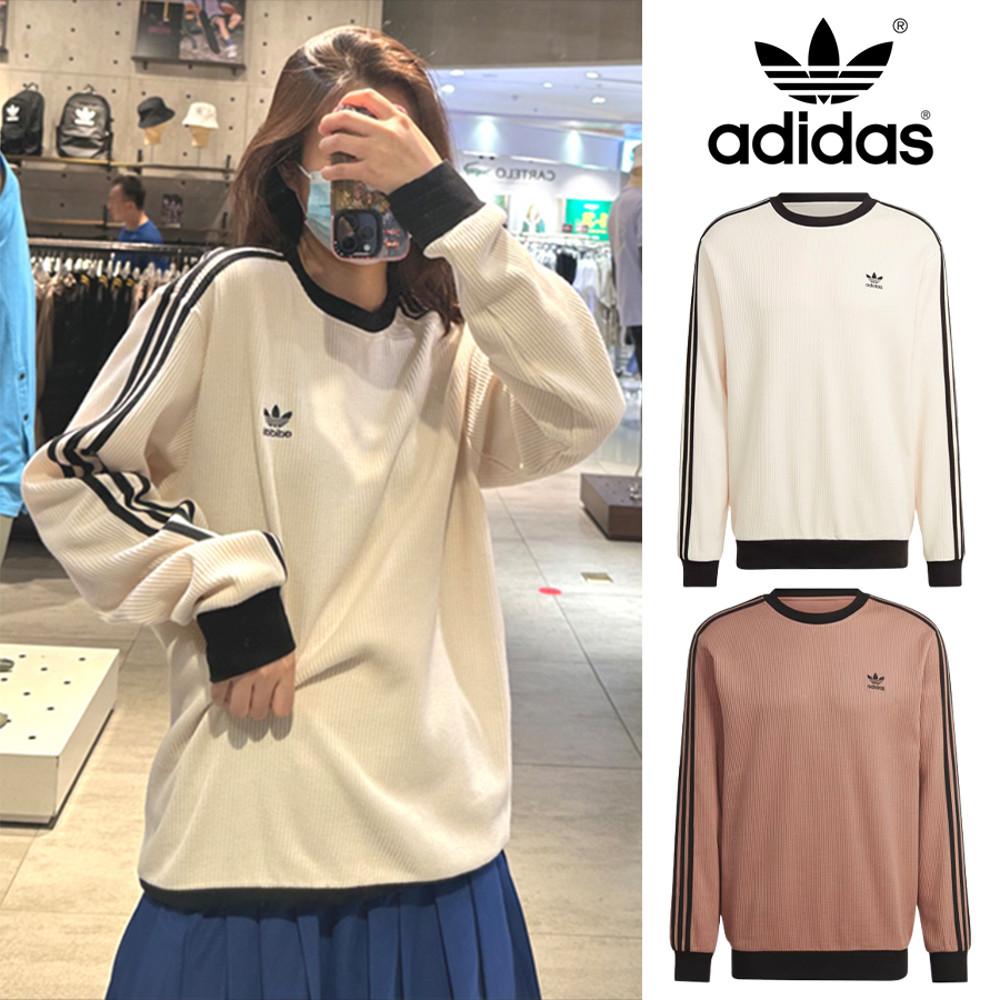 아디다스 아디컬러 클래식 와플 니트 크루넥 맨투맨 티셔츠 원더 화이트 클레이 남녀공용