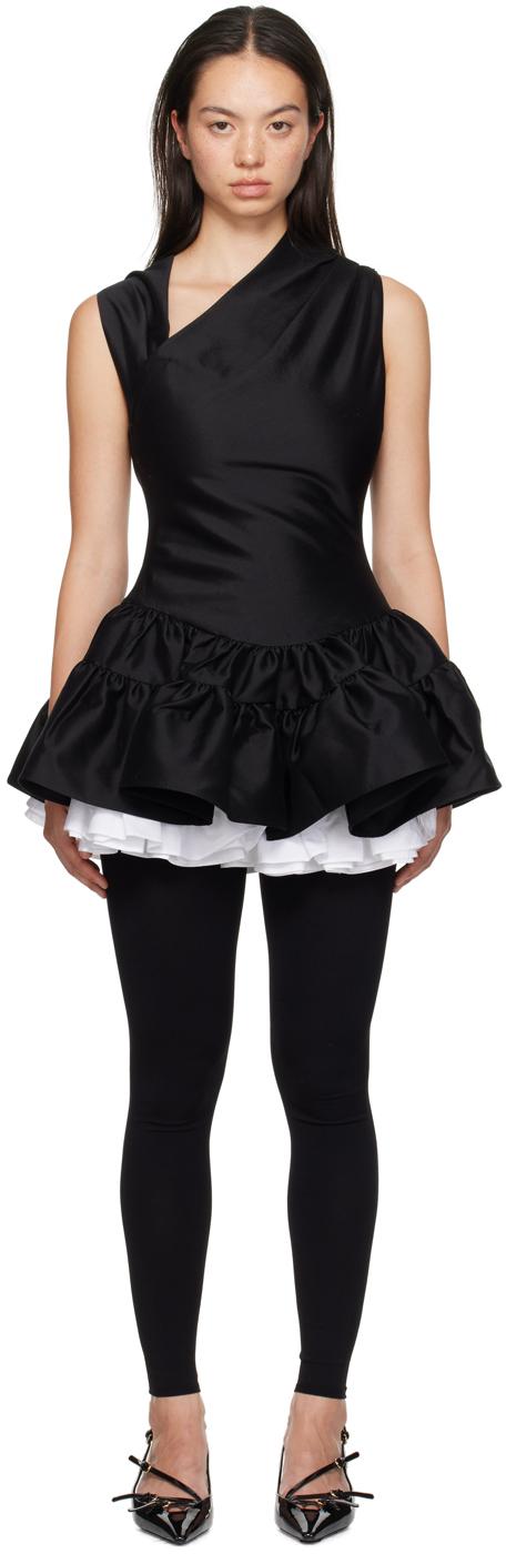 Robe courte noire à ourlet bouffant étagé