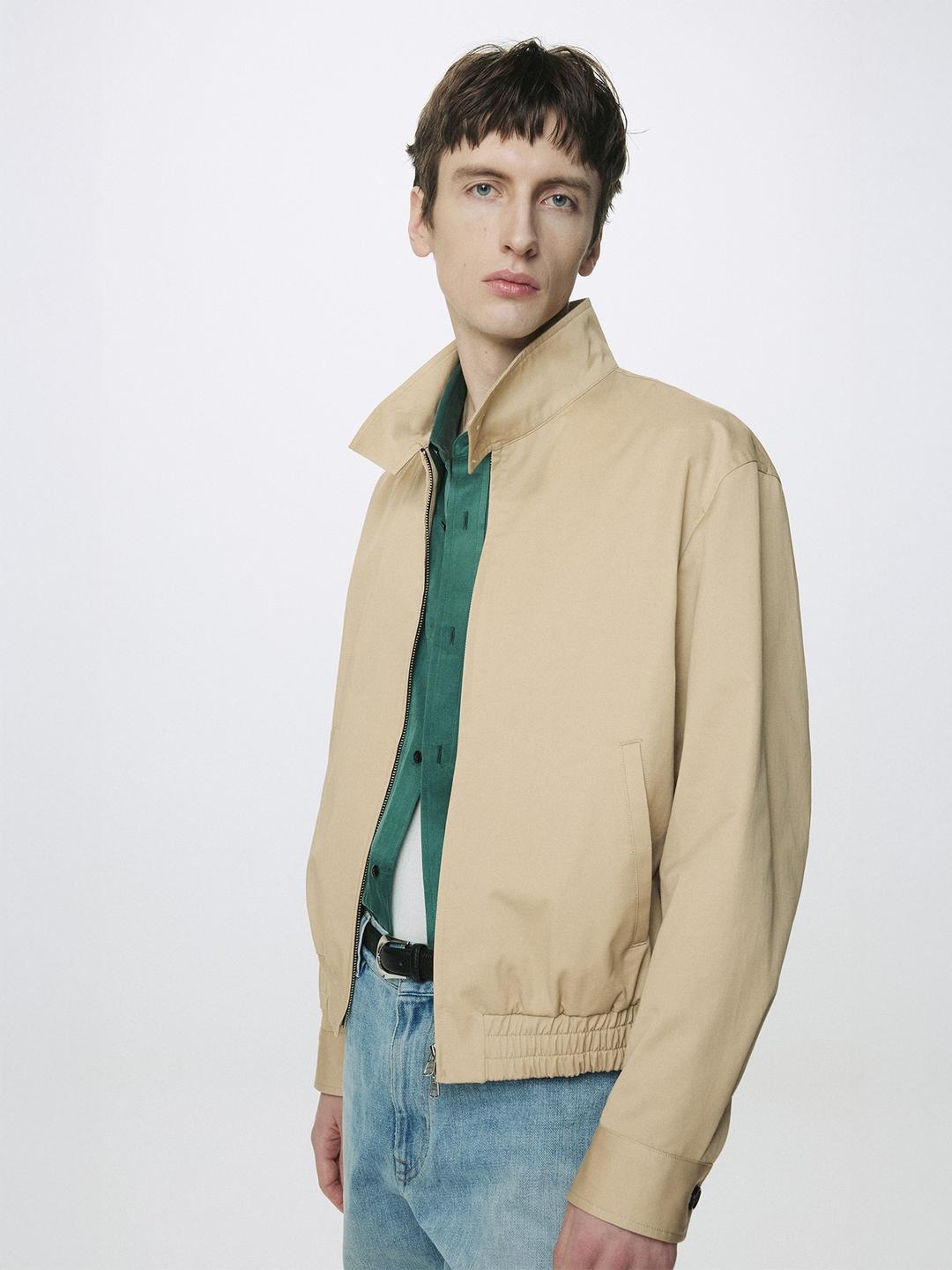 HIGH DENSITY COTTON HARRINGTON JACKET_ BEIGE