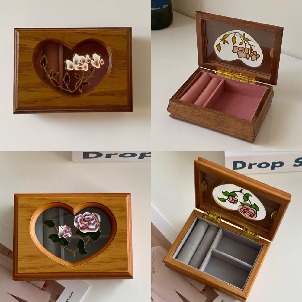 리얼빈티지 하트창 우드주얼리박스 미니 보석함 악세사리보관함