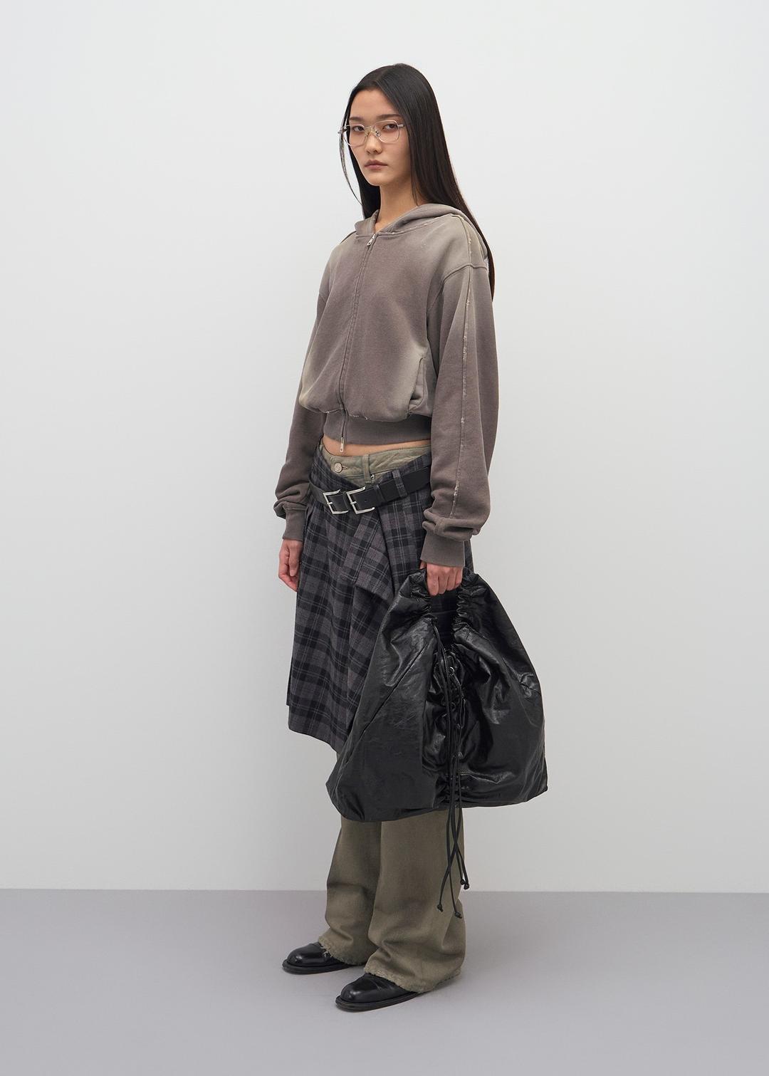 [예약배송]SPRAY WASHED CROPPED HOOD ZIP-UP (KHAKI)