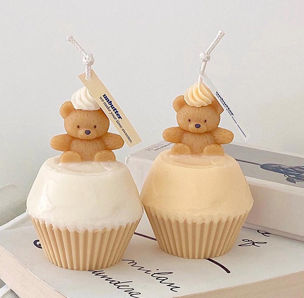언버터 곰돌이머핀 디저트 오브제캔들 선물 생일케이크캔들
