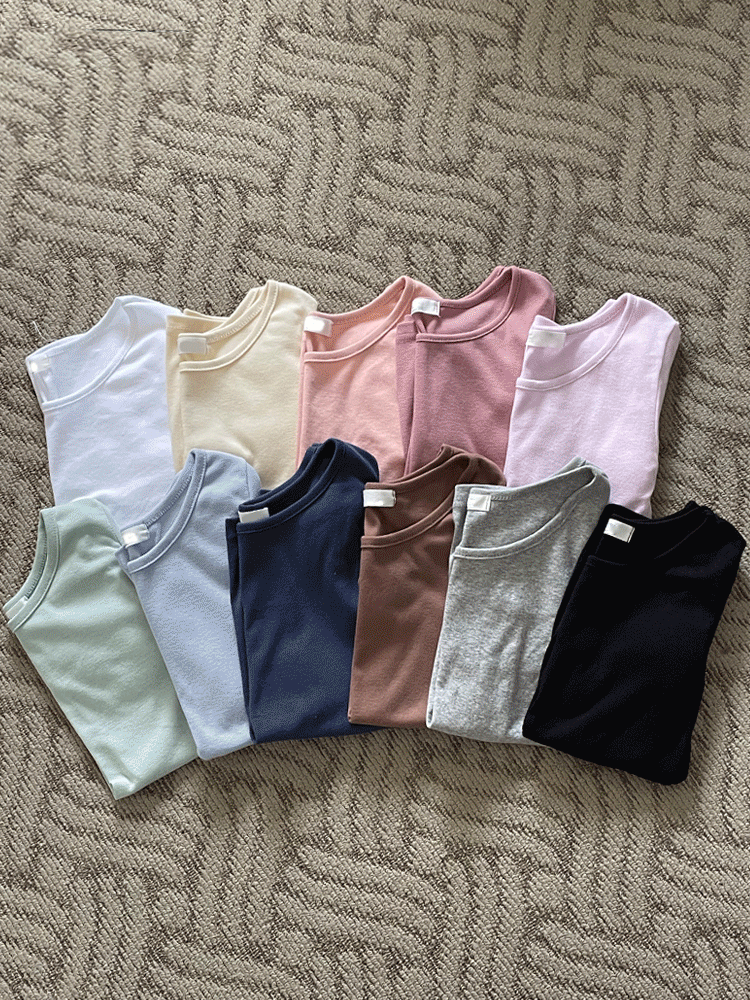 (1+1할인) 크리미 쫀쫀 유넥 무지 슬림핏 기본 이너 반팔 티셔츠