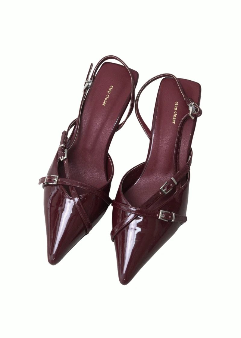 [ MD PICK! ] 애나멜 버클 스틸레토 슬링백 ( 7cm )