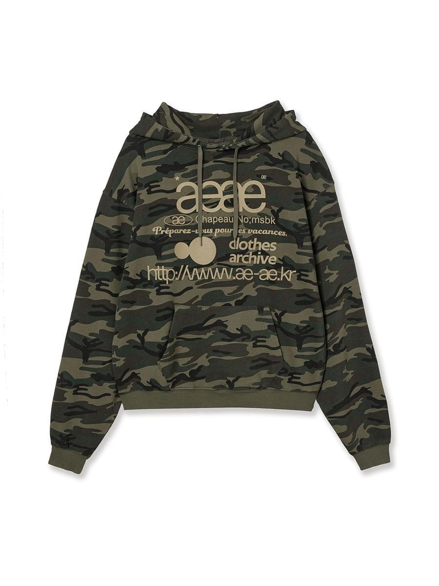 [aeae] WEB LOGO LOOSED HOODIE - CAMO