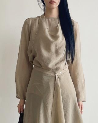ove tencel silk blouse set (3color)