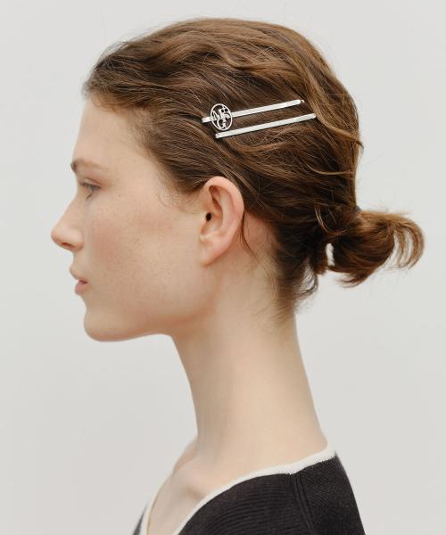 CIRCLE LOGO SLIM METAL HAIR PIN 2PACK silver