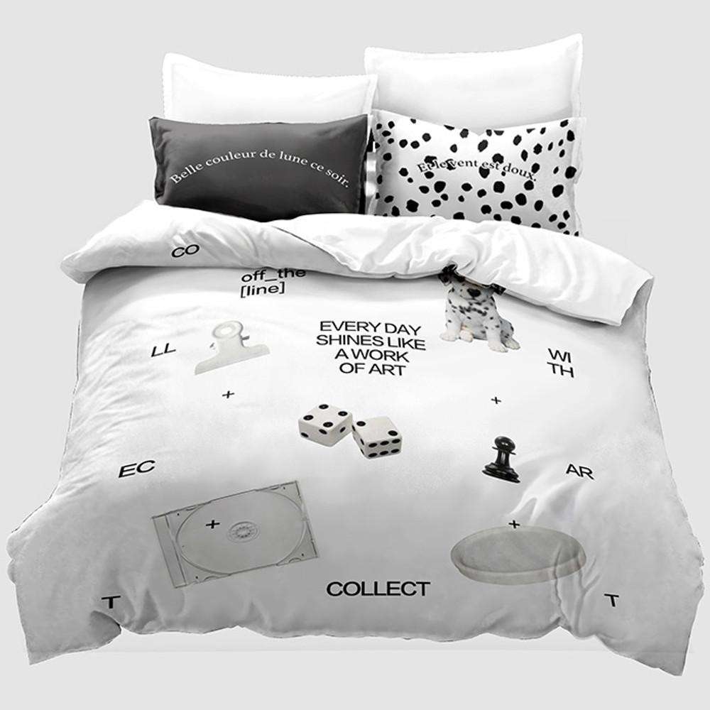 코지풀 달마시안 모노톤 60수 퀸 이불 베개 매트리스 커버 세트