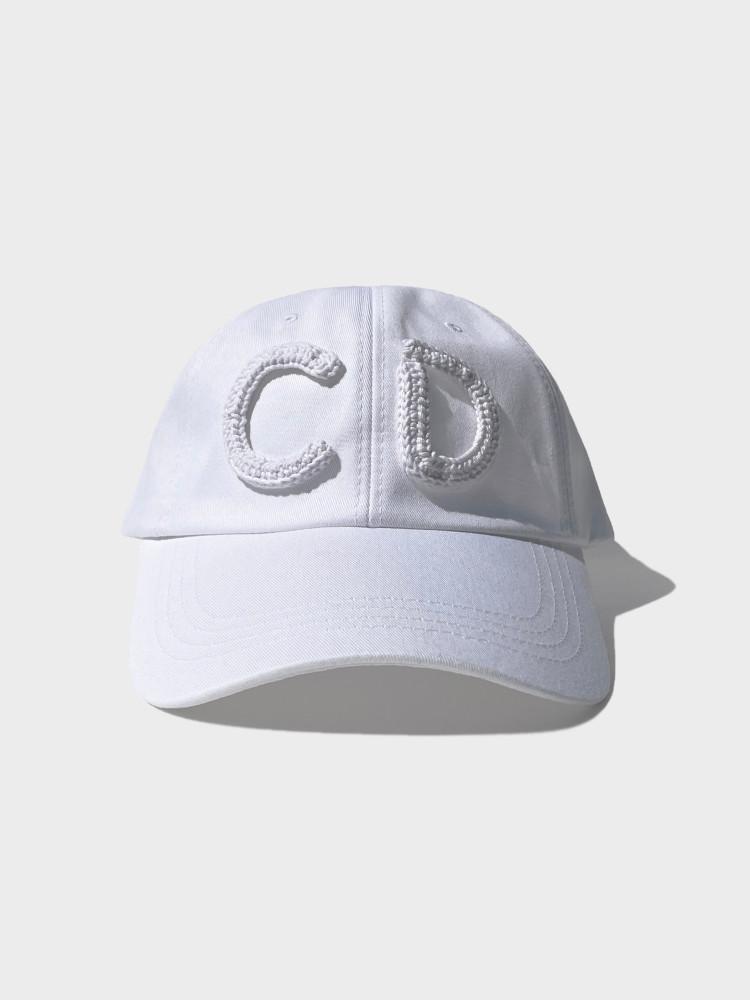 ggwel 꿸 커스텀 이니셜 니트 크로셰 캡 모자 [올 화이트]