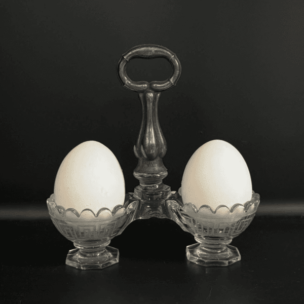 1980s vintage glass twin egg bowl l france