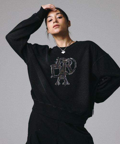 DENIM TERRY PATCHED SWEATSHIRT BLACK