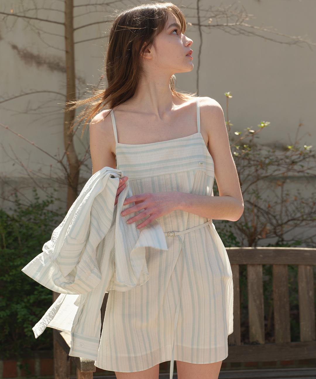 마가린핑거스 NATURAL STRIPE SLIP DRESS (MINT)