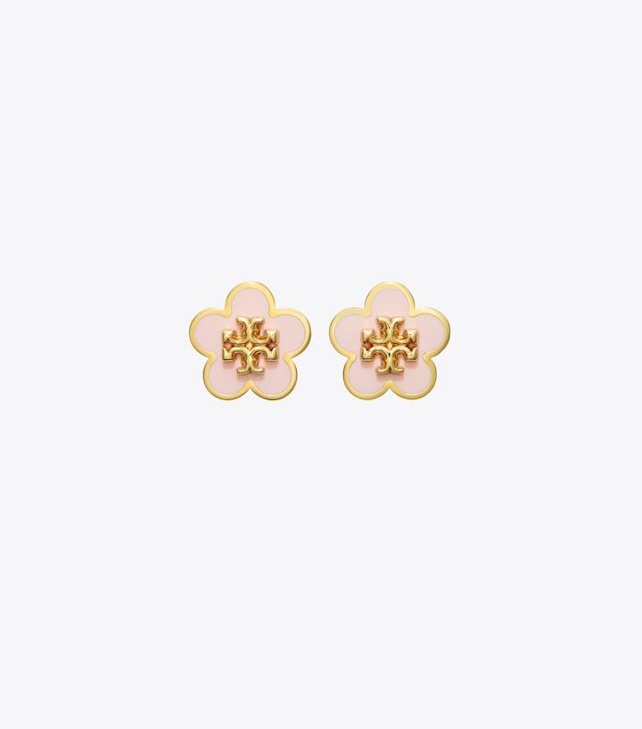 Kira Enamel Flower Stud Earring - Tory Gold / Orchid Pink