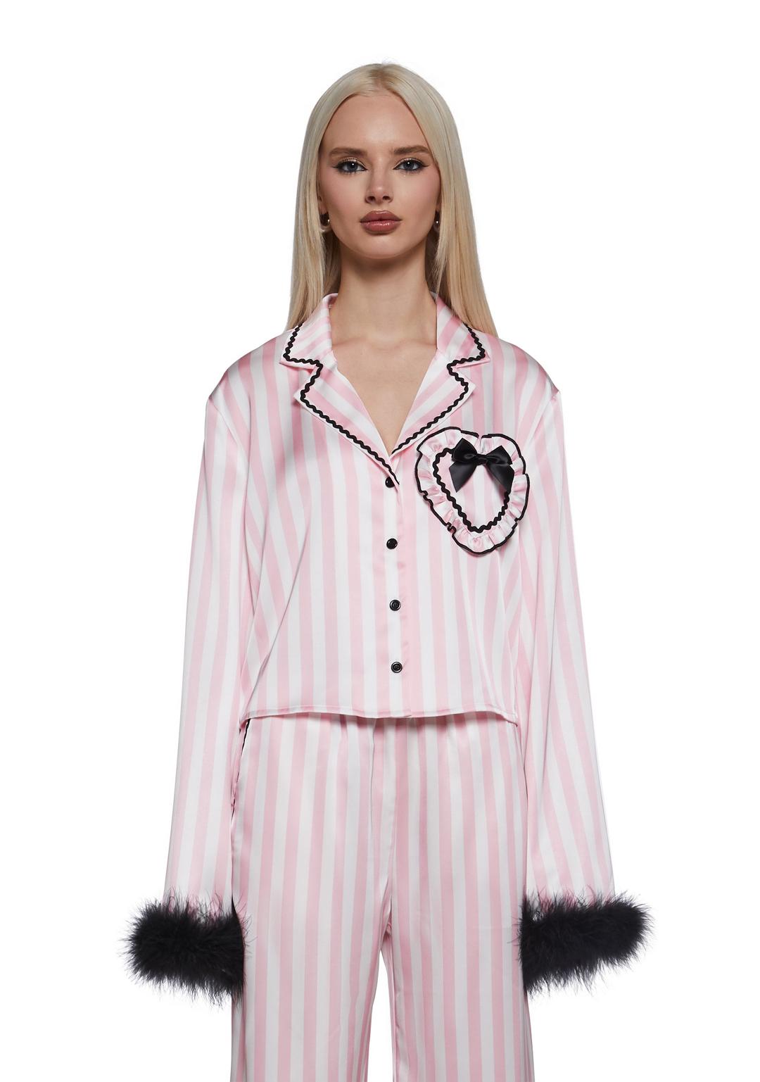 Retro Cutie Satin Sleep Shirt - PINK / X-SMALL