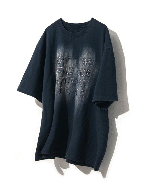 BRUSH FADING HALF SLEEVE T-SHIRTS (DARK NAVY)