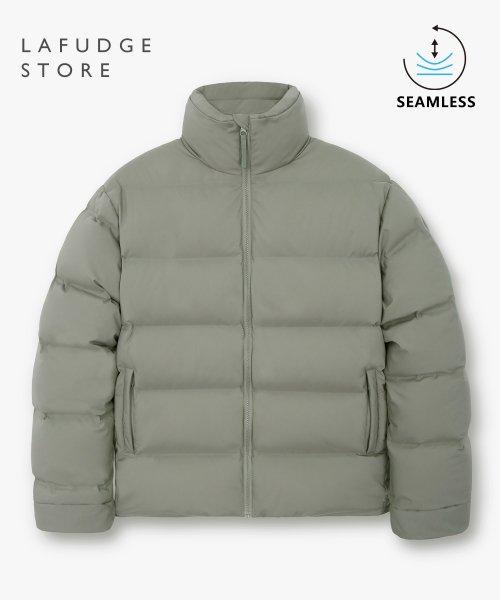 [무봉제]덕다운 심리스 미니멀 푸퍼 숏패딩_Khaki