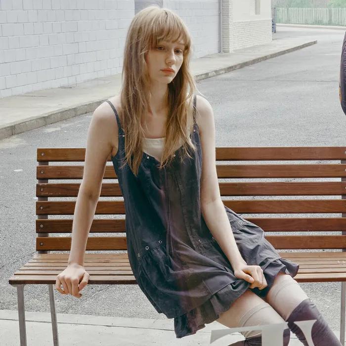 Contrast Eyelet Mini Dress VW6MO563_2color