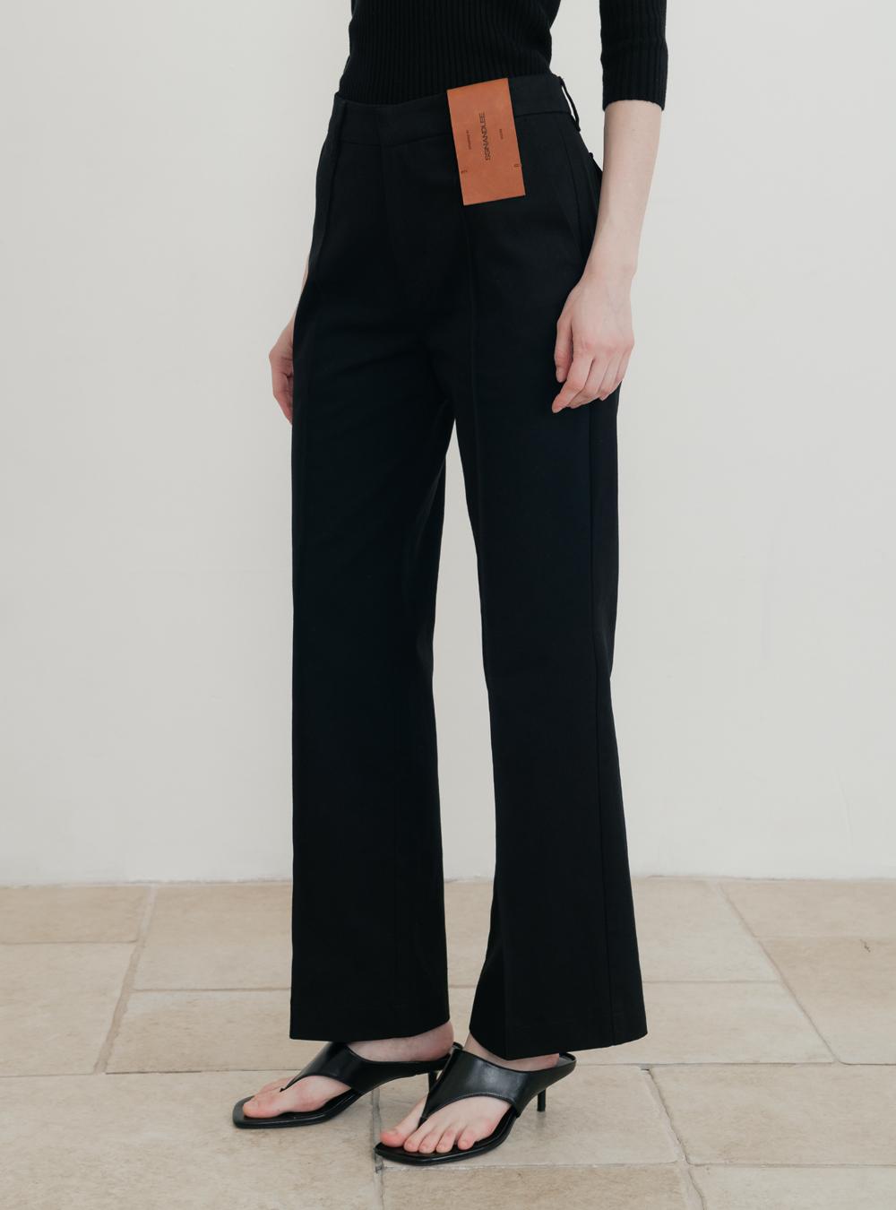 (W) 클래시 핀턱 코튼 팬츠 블랙