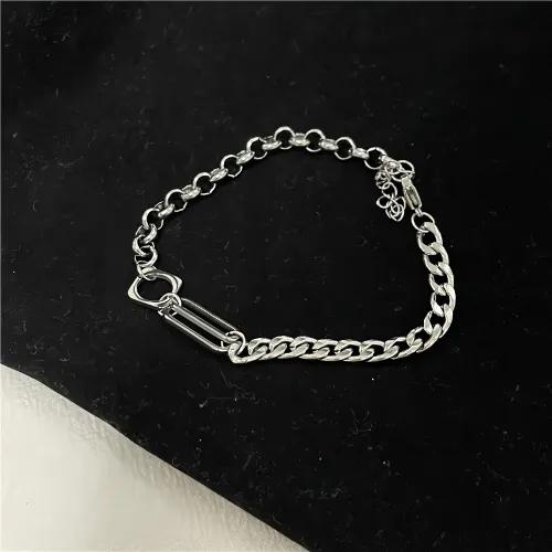 무니켈 도금 / 2_1 비대칭 체인 사각 기본 심플 팔찌 0031A