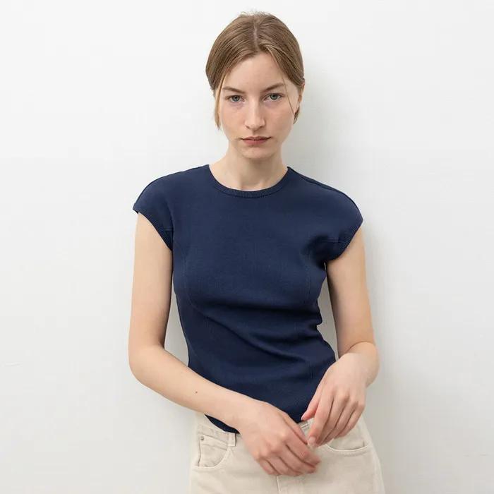 [9차 리오더] Cap Sleeve T-Shirts_Navy