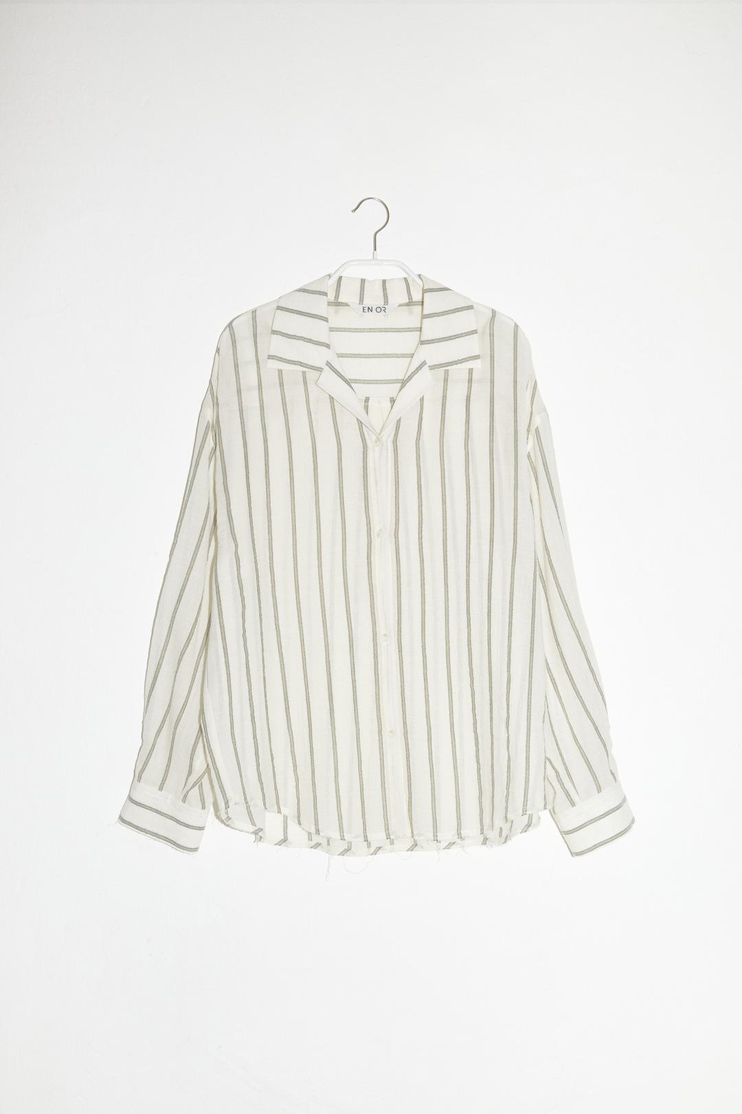 RELAXED COTTON STRIPE SHIRTS - OATMEAL