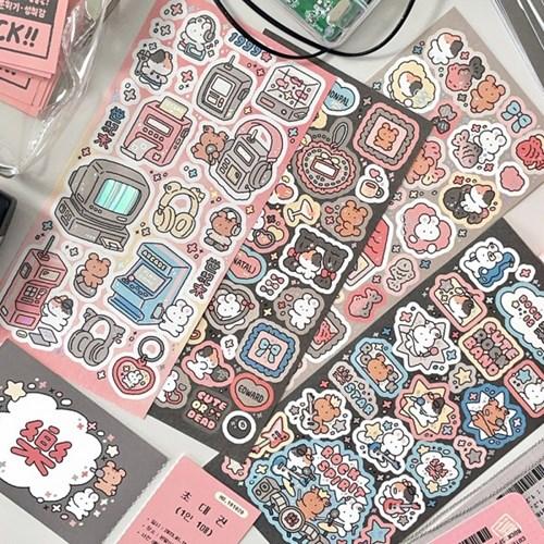 윤구 키치하트 스티커 4종