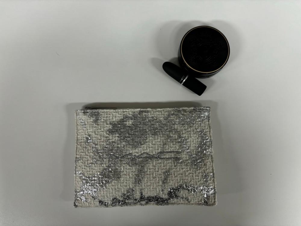 [슈슈블리] 맥 화장품 파우치 아이보리 실버 믹스 코튼 MAC