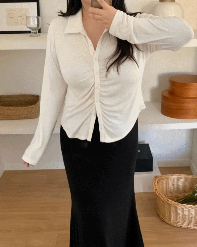 🚚빠른🎀MADE/부함X/복부커버❤ 굴림 셔링 카라티