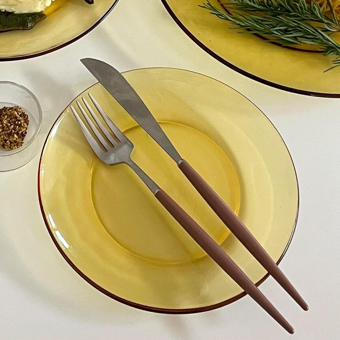 시논S 18.8cm 앰버브라운 접시 3p set 내열유리 디저트 앞접시 플레이트