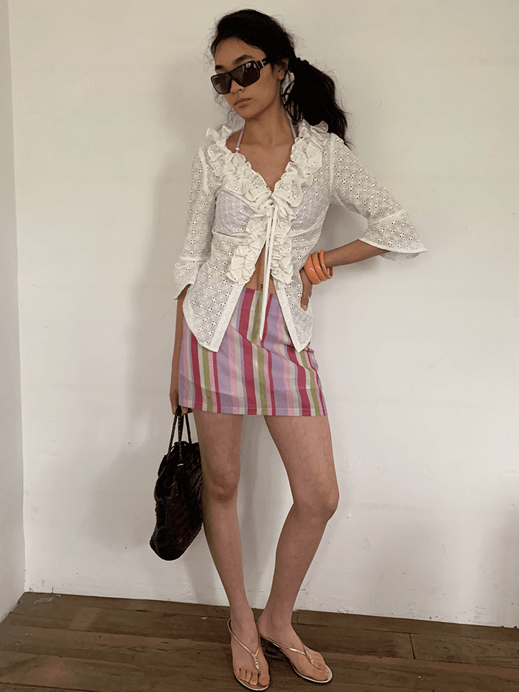 NOTJUSTHIM striped midi skirt