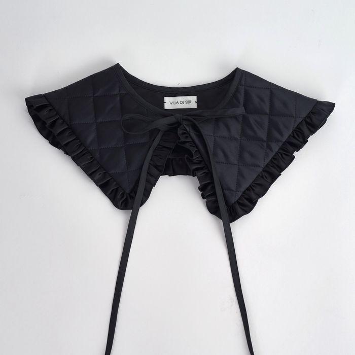 Quilted 100% silk frill collar 퀼팅 실크 프릴 페이크 카라 케이프