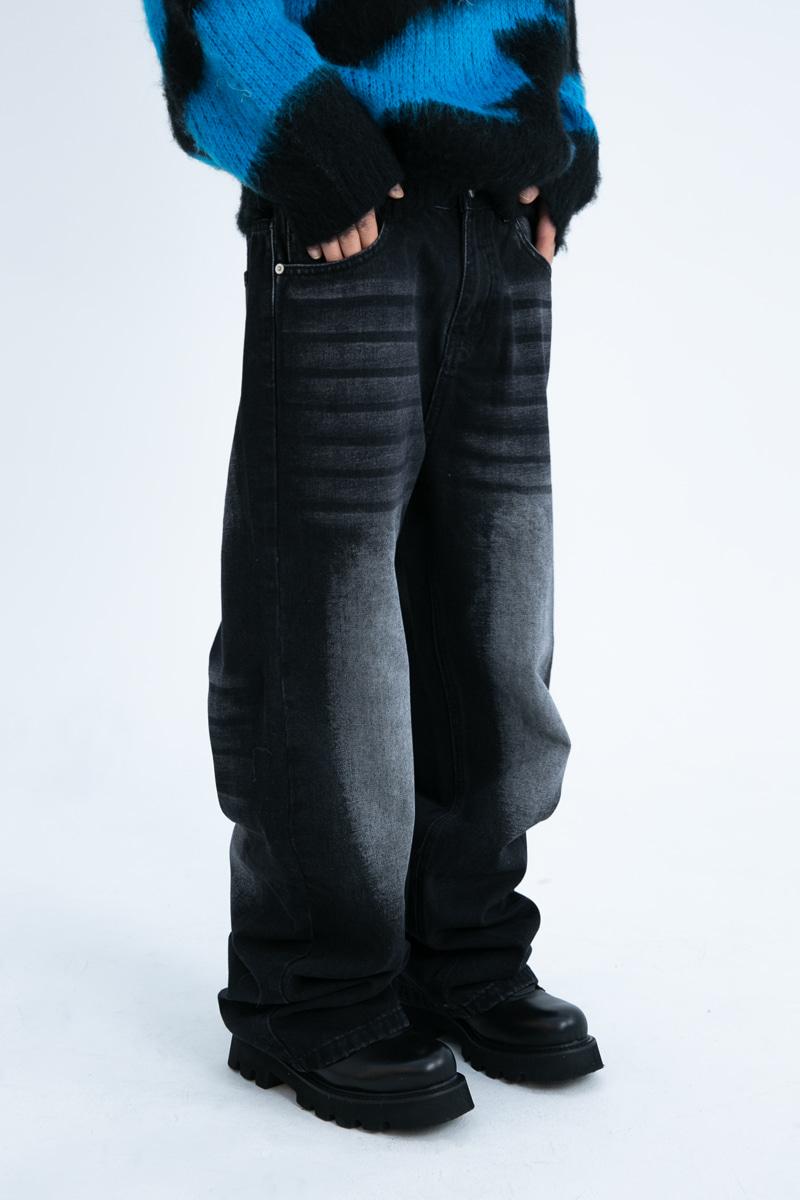 Black Brush Washing Denim Jeans
