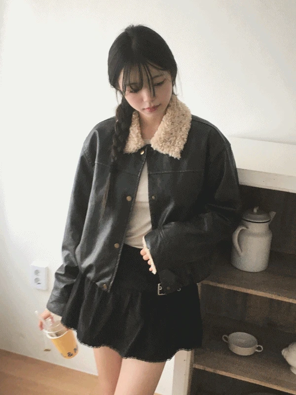 [2주소요/주문폭주] 우디 레더 무스탕 jumper