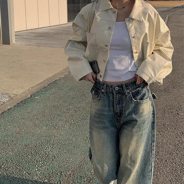 디슈 버튼 레더 자켓 (2color)