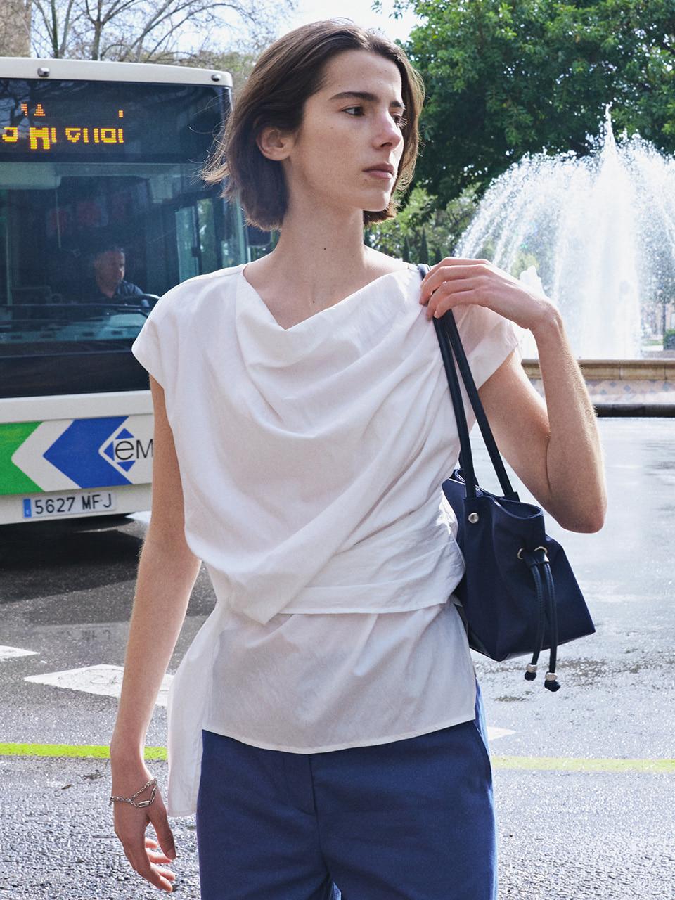 [GREY 4/30 예약배송]Asymmetric Draped Sleeveless Top SW6MB714_3color