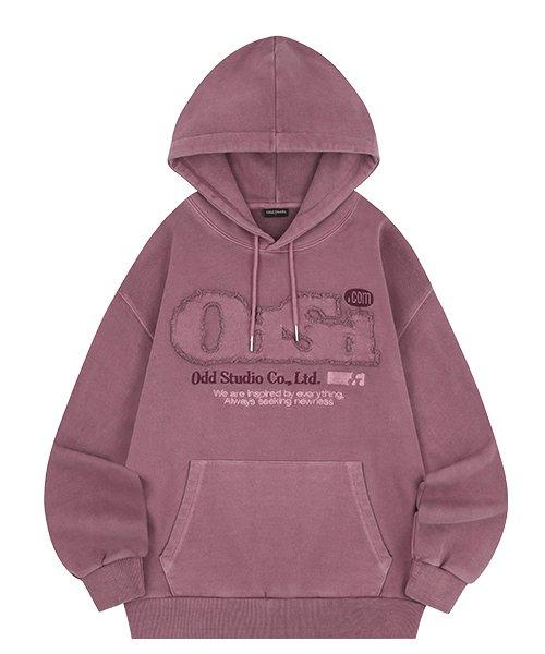 ODSD 피그먼트 데미지 오버핏 후드 - DUSTY PINK
