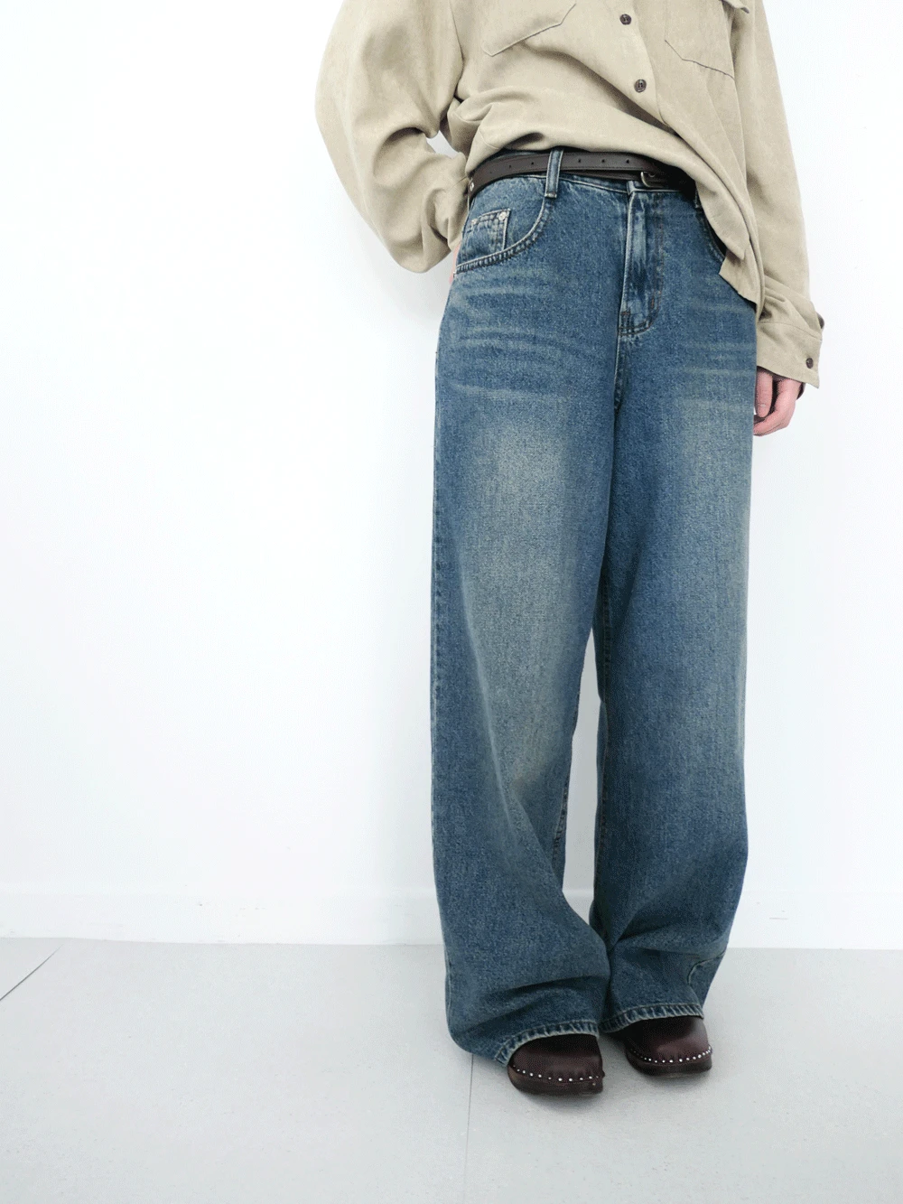 레귤러 와이드 데님 진