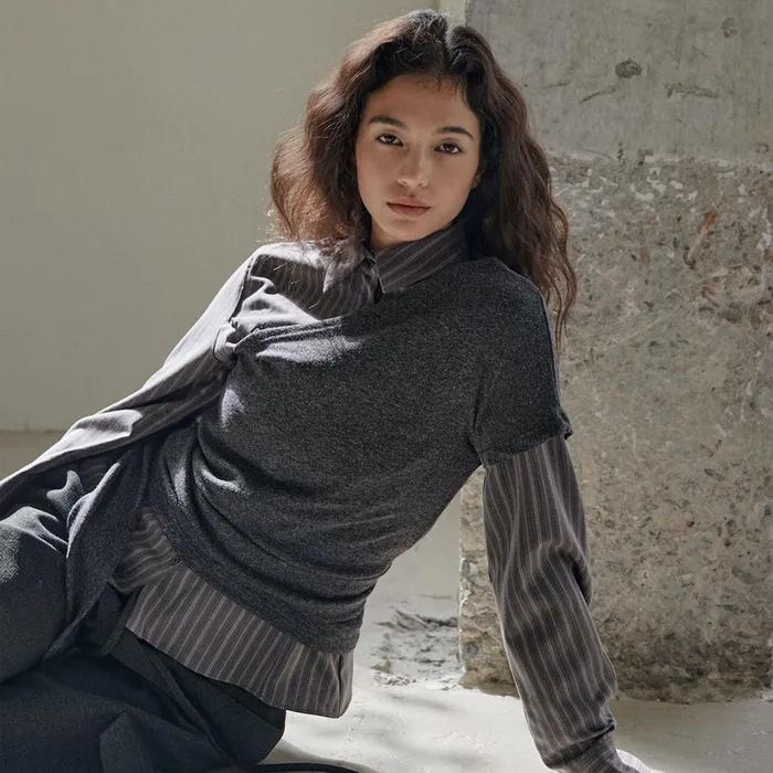 DIAGONAL TOP [ CHARCOAL ]