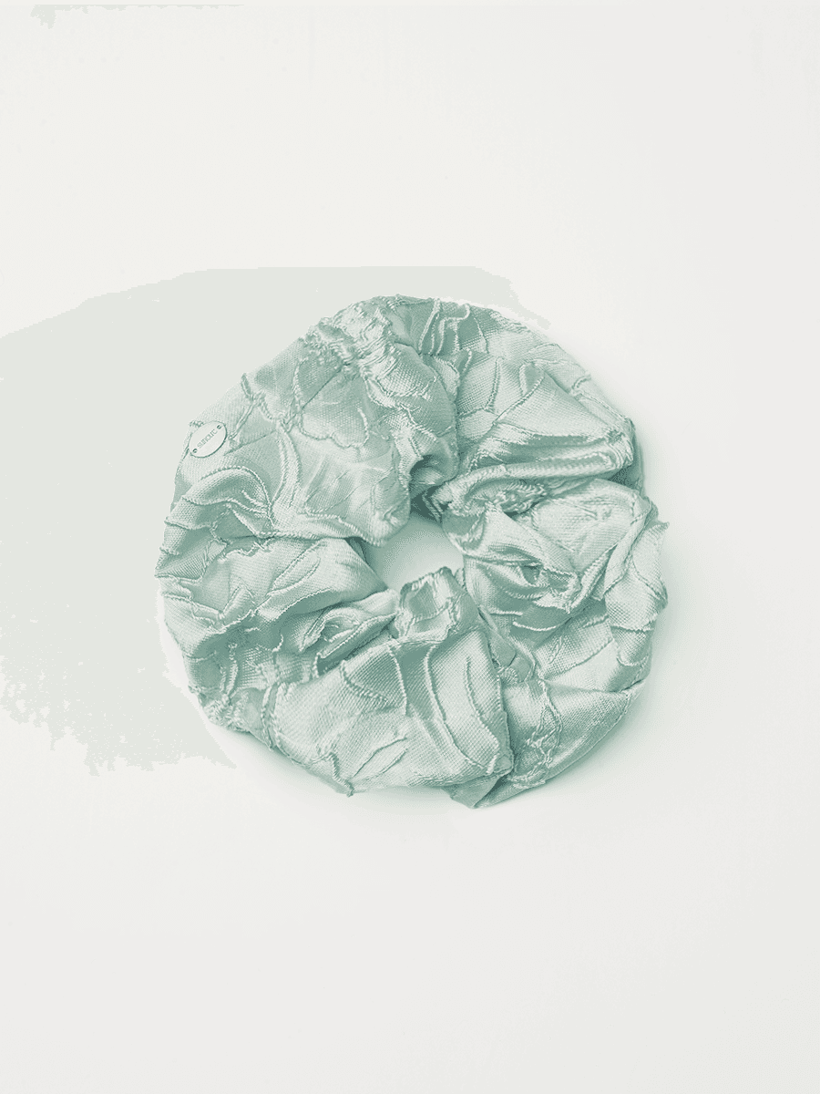 Flower jacquard scrunchie (mint)