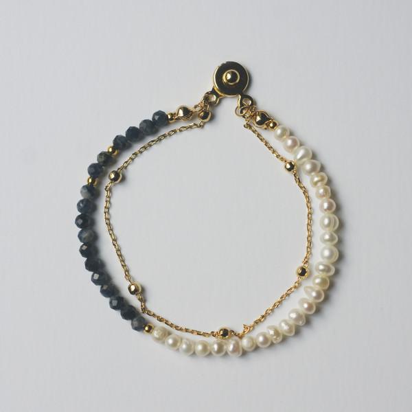 Blue Sapphire Pearl Bracelet
