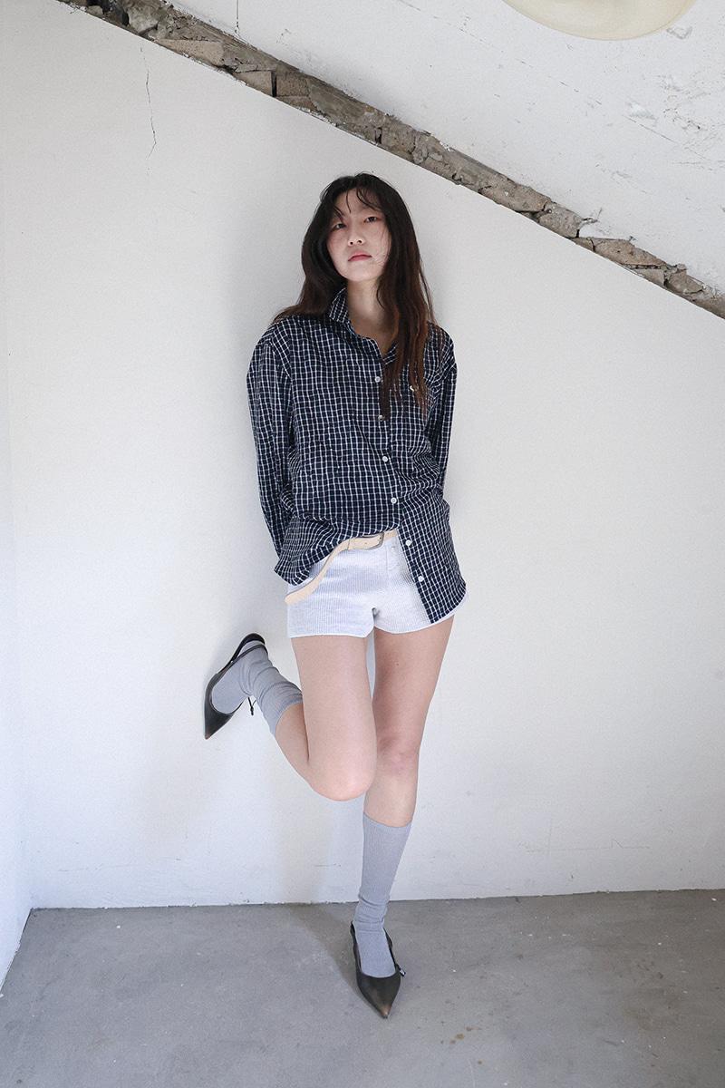 [아딧]Natural check shirt_Navy