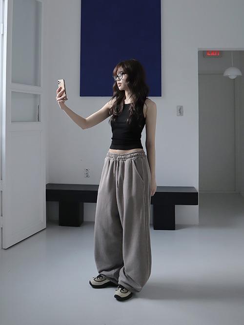 PIG WIDE WASHING PANTS, 3color